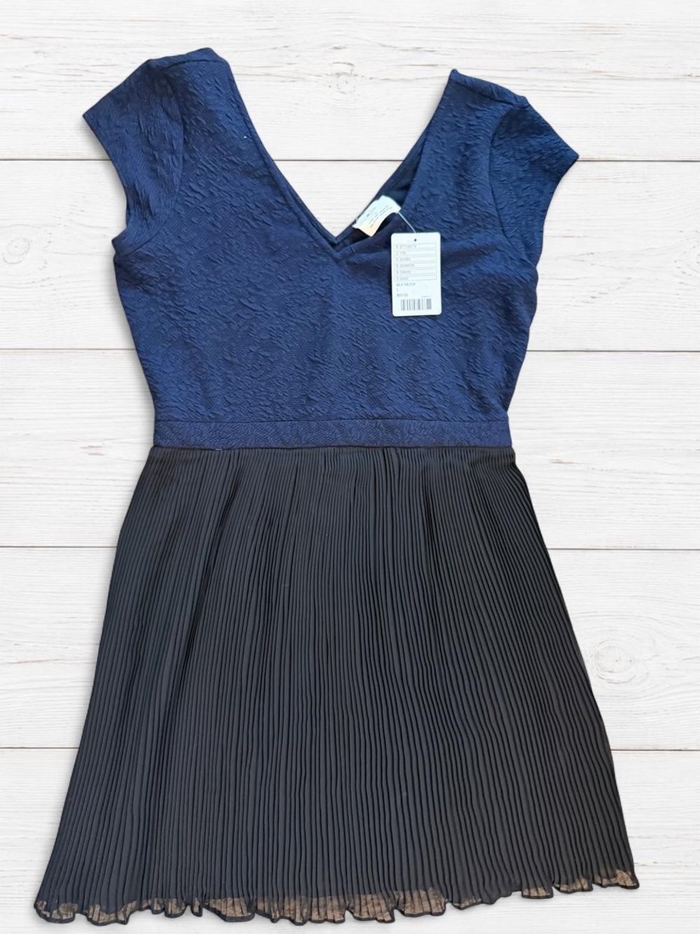 Pins & Needles Navy Bodice Black Pleated Mini Dress